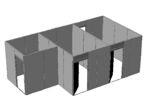 Office room dividers forming three offices within a larger warehouse, for Body N Touch