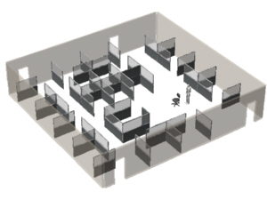 large office partition system with window panels and management cubiclkes for By Design company