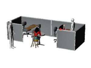 open space cubicles for two workers, for Higgins company