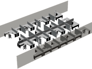 Large open space cubicle design for MVR company