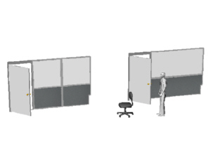Two basic office walls showing the LC notch panels to properly fit the wall, for Memorial Nursing