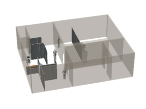 Private offices and other partitioning including a countertop for Venue company