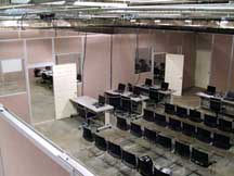 ten foot tall office partition system with doors and windows